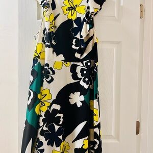 Eloquii Black and Yellow Floral Midi Dress